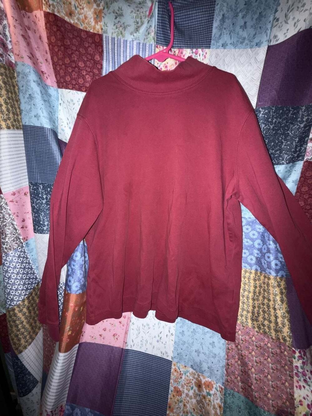 L.L. Bean Burgundy Red Long Sleeve Mock Neck Pullover Top